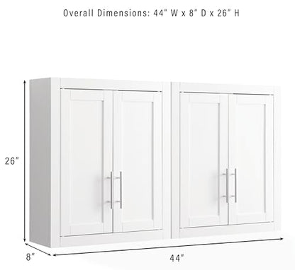 Crosley Furniture Savannah 2-Piece Wall Storage Cabinet, Cabinets for Laundry, Bathroom, Kitchen, White - color: White, style: 2-Piece Kitchen Cabinet