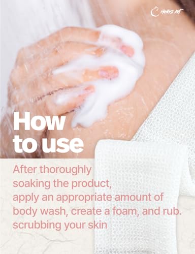 Korean Exfoliating Shower Cloth 2 Pack, Long Back Scrubber Washcloth for Body, Gentle & Quick-Dry Hanji Fabric, Soft Daily Cleansing, Made in Korea, Size (10.6 inX 37.4 in)