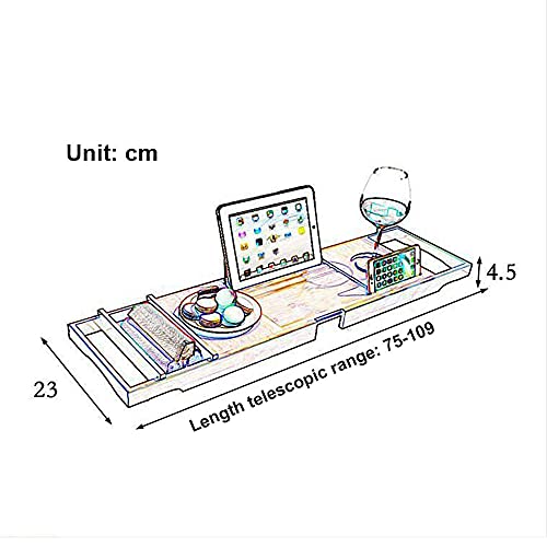 Expandable Hot Tub Tray Designed with Premium Bamboo, with Tablet Holder, Mobile Phone Tray and Wine Glass Slot.