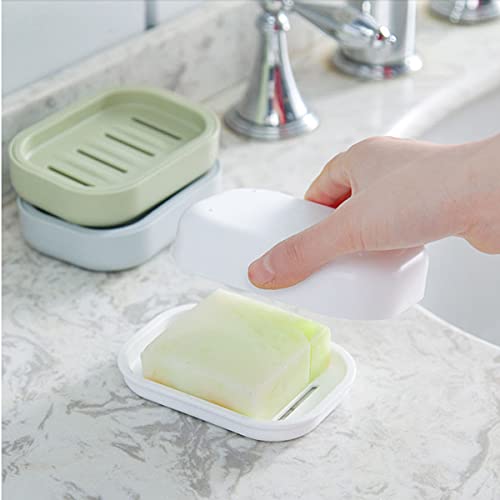 4 Pack Plastic Soap Dish, Soap Container, Double Layer Draining Soap Holder for Shower, Bathroom or Kitchen, C-0060 - color: 4 Pcs