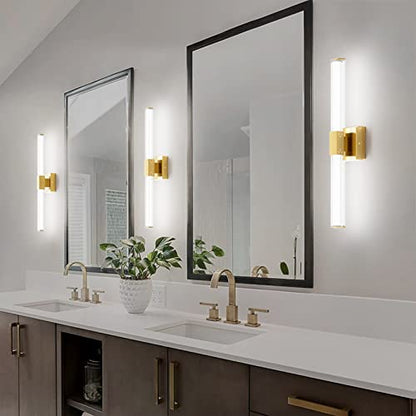 Ralbay 24inch Gold Bathroom Vanity Light Bar 22W Modern LED Vanity Lights Gold Bathroom Wall Mounted Light Fixtures Over Mirror(5500K White Light) - color: Gold, size: 24 inch
