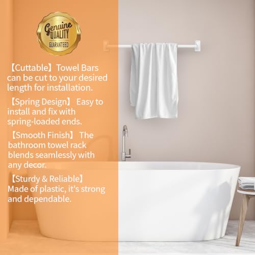 2 Pack 24-Inch Adjustable Towel Bar Replacement Rod Spring End Wall-Mounted Replacement for Bathroom & Kitchen Towel Storage - color: White-2