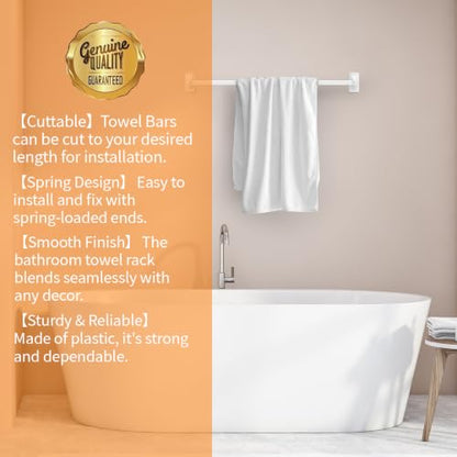 24-Inch Adjustable Towel Bar Replacement Rod Spring End Wall-Mounted Replacement for Bathroom & Kitchen Towel Storage - color: White-1