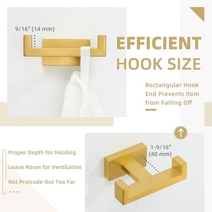 Angle Simple Bathroom Towel Hook, Double Robe Coat Hook, Brushed Dark Gold | SUS304 Stainless Steel Hand Towel Holder for Hanging Bags, Ropes, Umbrellas, Clothes, Hats, Screw Wall Mount - color: Brushed Dark Gold, size: 1 Pack