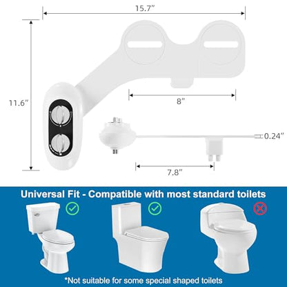 Ultra-Slim 3-in-1 Bidet Attachment for Toilet, Self-Cleaning Dual Nozzles for Posterior & Feminine Wash, Adjustable Water Pressure, Easy Install (Black) - color: Black, Solo Cold