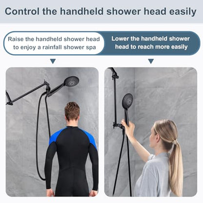 BRIGHT SHOWERS 15 Inch Extra Long Shower Head Extension Arm, Solid Brass Shower Arm Extender with Locking Screw for Rain and Handheld Showerhead, Height & Angle Adjustable, Oil-Rubbed Bronze - color: Oil Rubbed Bronze, style: 15 Inch