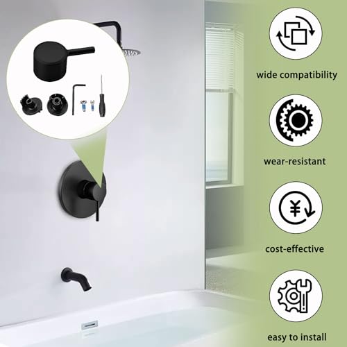 Replacement for 100657 Moen Tub/Shower Lever Handle, Compatible with Moen PosiTemp Valve Systems and Trol Valve, Single Handle Faucets for Adjust Water Volume and Temperature, Matte Black