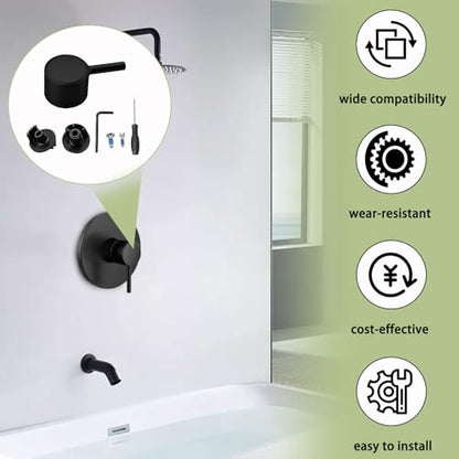 Replacement for 100657 Moen Tub/Shower Lever Handle, Compatible with Moen PosiTemp Valve Systems and Trol Valve, Single Handle Faucets for Adjust Water Volume and Temperature, Matte Black