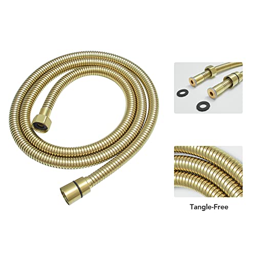 Handheld Shower Head Sprayer Shower Wand Hand Shower Showerhead Gold | High Pressure Showerhead, Hand Held, Brass Shower Head, Wall Mounted, 60 In Stainless Steel Shower Hose - color: Gold