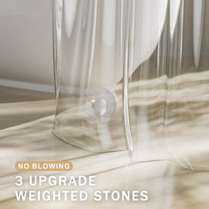 AmazerBath Shower Curtain Liner, 100% EVA Silky Soft Clear Heavy Duty Shower Curtain and Liner 2-in-1, 72x72 Luxury Plastic Weighted Bathroom Shower Liner, 12 Rustproof Grommets & 3 Heavyweight Stones - color: Rainbow Ethereal, size: 72"W x 72"L (Pack of