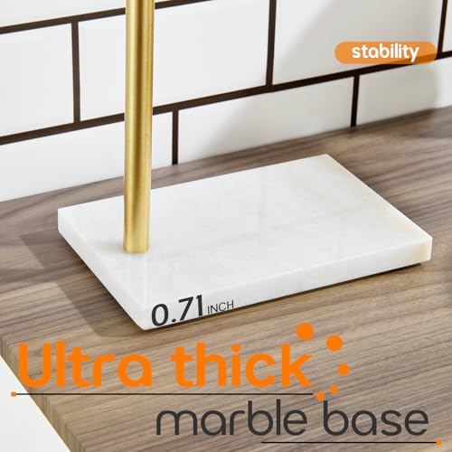 Hand Towel Bar for Bathroom Vanity Countertop 1-Tier Towel Holder Free Stand with Heavy Marble Base Thicken Steady, Gold Stainless Steel AN7002GD - color: Brushed Gold, size: 1-Bar