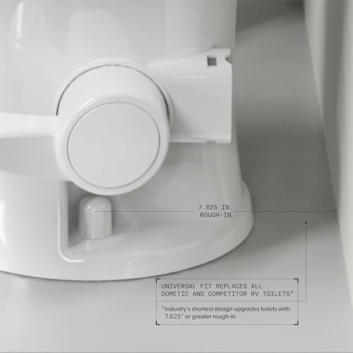 Dometic Model 410 Complete RV Toilet – Round Porcelain Bowl, Universal Fit & 2-Bolt Mount, 18" Chair Height Residential-Style, Gravity Flush Toilet with Soft-Close Seat, Bone (9610008260) | Universal Fit & 2-Bolt Mount, 18" Chair Height Residential-Style,