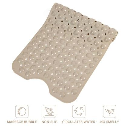 Bathtub Mats for Shower Tub Non-Slip Bath Mat 39 x 16 Inch Extra Long Shower Mat, Bath Tub Mat for Bathroom with Machine Washable, BPA Free for Kids (Brown) - color: Brown