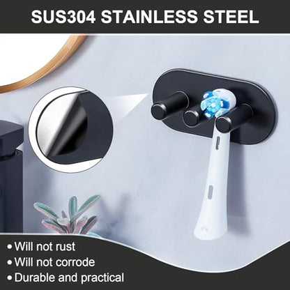Electric Toothbrush Head Holder, Toothbrush Holders Wall Mounted, Adhesive Tooth Brush Head Holder Organiser, Electric Toothbrushs Holder, Shower Tooth Brushing Holder (Black, Small) - color: Black, size: Small