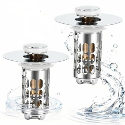 Bathroom Sink Drain Strainer, Universal 3 in 1 Bathroom Sink Stopper, Pop Up Bathroom Sink Drain Stopper with Removable Bathroom Sink Stopper Hair Catcher Basket, for 1.1 to 2.36''Hole - style: bathroom sink-2Pack