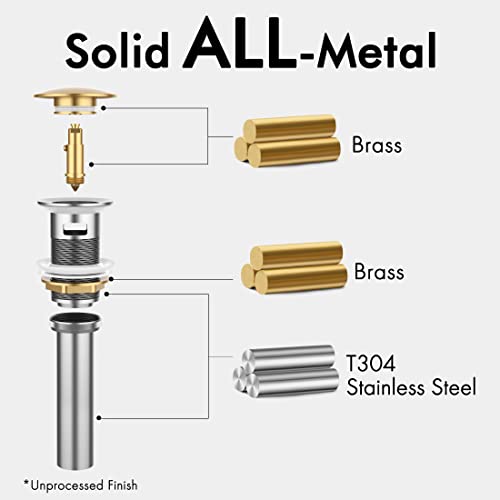 KES Bathroom Faucet Vessel Vanity Sink Pop Up Drain Stopper with Overflow Oil Rubbed Bronze, ALL Metal Rustproof Brass and 304 Stainless Steel, S2008A-ORB - color: Oil Rubbed Bronze, style: With Overflow, 1 Pack