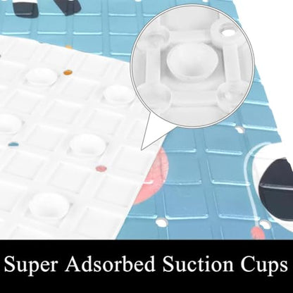 Non Slip Bathtub and Shower Mat 26.8x15.1 inch, Bath Mat with Quick Dry Drain Holes and Suction Cups, Soft Comfortable Safe Bathroom Mat for Bath Tub, Cute Cows - color: Multi 13