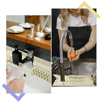 Craftdady 17.5'' Kitchen Sink Splash Guard Faucet Mat for Kitchen Sink | 5° Slope Fast Self-draining White Kitchen Sink Faucet Mat Behind Faucet fit for Countertop Bathroom Farmhouse - color: White