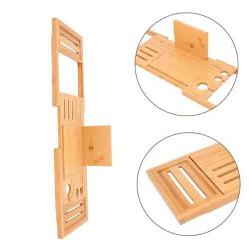 Expandable Bamboo Bathtub Tray Bath Organizer for Soap Shampoo and Accessories Design for Versatile Use Any Bathtub