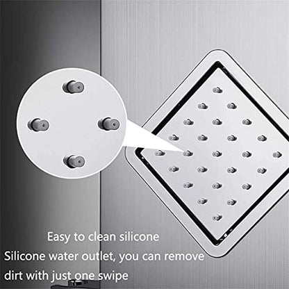 Thermostatic Waterfall Rainfall Shower Panel Tower Shower Shower Column Body Massage Jets Hand Shower Tub Spout Wall Mounted Shower PanelSilver (B),B - color: B