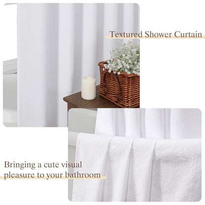 Aiyufeng Waterproof Fabric Shower Curtains for Bathroom，Dot Like Embossed Textured Soft Polyester Cloth Stall Shower Curtain，Hotel Luxury Quality Machine Washable，36Wx72L，White - color: White, size: 36"W x 72"L (Pack of 1)