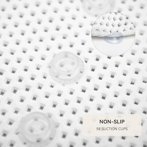 Bathtub Mat Non Slip, Soft Foam Bath Mat for Tub, Bathtub Mat with Drain Holes, Suction Cups Shower Mat (White, 36''X17'') - color: White