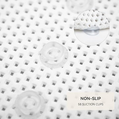 Bathtub Mat Non Slip, Soft Foam Bath Mat for Tub, Bathtub Mat with Drain Holes, Suction Cups Shower Mat (White, 36''X17'') - color: White