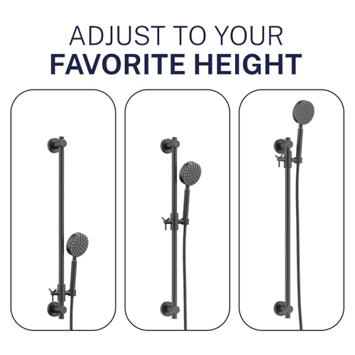 HammerHead Showers® SOLID METAL 27.5 Inch Shower Slide Bar Set and Handheld Shower Head with Hose — OIL RUBBED BRONZE — 1.75 GPM Low Flow Spray Wand — Easily Adjust Height & Angle of Handshower - color: Oil Rubbed Bronze, size: 1.75 GPM