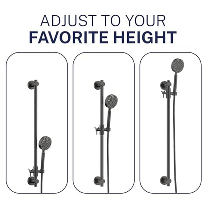 HammerHead Showers® Solid Metal 27.5 Inch Shower Slide Bar Set and Handheld Shower Head with Hose — OIL RUBBED BRONZE — 2.5 GPM High Pressure Spray Wand — Easily Adjust Height & Angle of Handshower - color: Oil Rubbed Bronze, size: 2.5 GPM