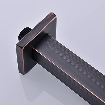 6 Inch Oil Rubbed Bronze Square Ceiling Mount Shower Arm Flange | Stainless Steel Rain Straight Shower Head Extension Pipe, Brushed ORB - color: Oil Rubbed Bronze, style: 6 Inches