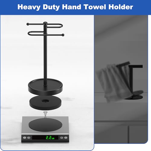 Hand Towel Holder, 304 Stainless Steel Heavy Duty S Shape Hand Towel Stand Free Standing Towel Bar for Bathroom Kitchen Countertop - color: Black