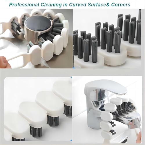Crevice Cleaning Brush Hard Bristle Grout Brush Scrub Brush Toilet Brush Cleaning Tools Cleaning Supplies for Household Use Bathroom Kitchen 3 Pcs (Black&White) - color: Black&white