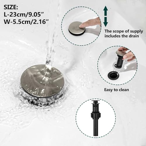 Hoimpro LED Bathroom Faucet 3 Hole Brushed Nickel Waterfall Sink Faucet 8 Inch Widespread Modern Vanity 2 Handle Wide Spread Bath Fixture Light Changing with Pop Up Drain Touch On Three Hole 3 Piece - color: Brushed, style: LED