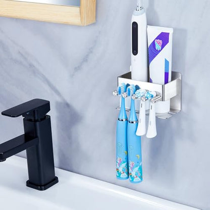 Electric Toothbrush Head Holder, Electric Toothbrush Holders Wall Mounted, Electric Head Holder, Brush Head Storage, Brush Head Holder Toothpaste Holder for Bathrooms (Silver, Small) - color: Silver