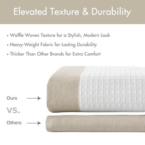 Madison Park Spa Waffle Shower Curtain Pieced Fabric with 3M Scotchgard Moisture Management Modern Home Bathroom Decorations, Stall 54"x78", Taupe | Striped, Pieced Fabric Design, 3M Scotchgard Moisture Management, Hotel Quality, Modern, for Bathroom, OEK