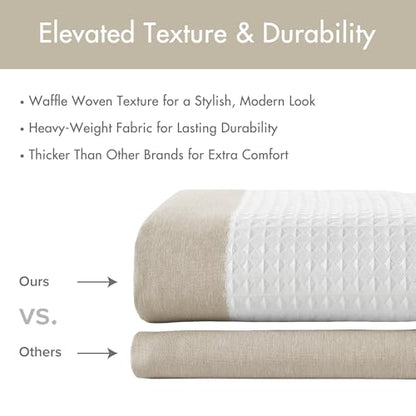 Madison Park Spa Waffle Weave Stall Shower Curtain, 36 x 72, Taupe | Striped, Pieced Fabric Design, 3M Scotchgard Moisture Management, Hotel Quality, Modern, for Bathroom, OEKO-TEX Certified - color: Stripe Taupe, size: 36"W x 72"L (Pack of 1)