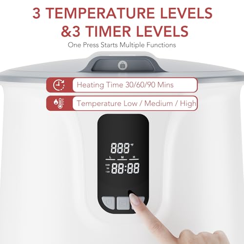 Electactic 20L Large Towel Warmer for Bathroom Spa | Even Heated for Oversized Towels, Bathrobes, Blankets, 24H Timer, Temperature Adjustable, Auto Shut Off - style: LCD Display+Attached Lid