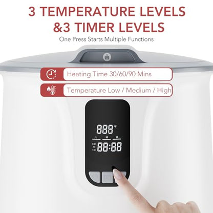 Electactic 20L Large Towel Warmer for Bathroom Spa | Even Heated for Oversized Towels, Bathrobes, Blankets, 24H Timer, Temperature Adjustable, Auto Shut Off - style: LCD Display+Attached Lid