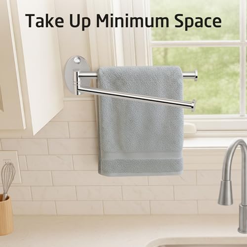 KES Swivel Towel Bar for Bathroom 9-Inch Kitchen Swing Out Double Towel Bar | 2-Arm, Kitchen Wall Mounted SUS 304 Stainless Steel, Polished Finish, A2106S23 - color: Polished Finish, size: 23cm