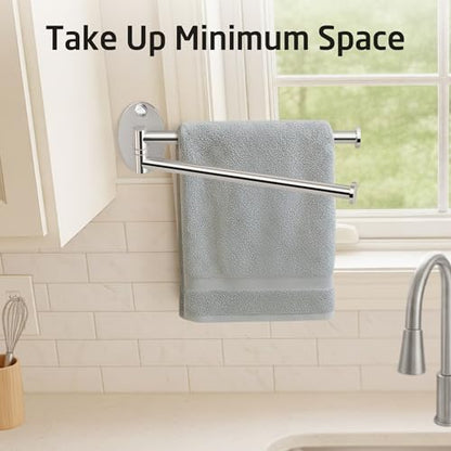 KES Swivel Towel Bar for Bathroom 9-Inch Kitchen Swing Out Double Towel Bar | 2-Arm, Kitchen Wall Mounted SUS 304 Stainless Steel, Polished Finish, A2106S23 - color: Polished Finish, size: 23cm
