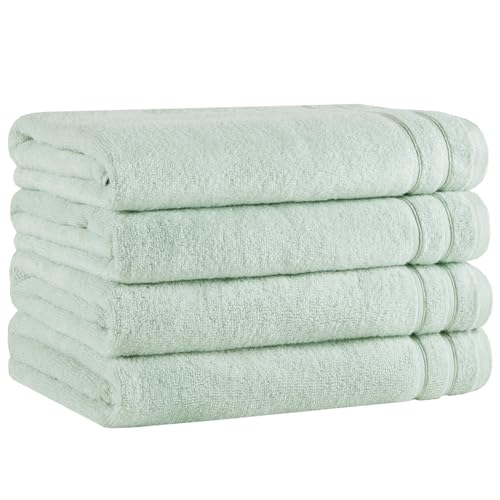 Comfort Spaces 4 Pc Bath Sheet Set 30x60, 100% Cotton 400GSM, Seafoam Green | Oversized 30x60 Bath Sheet, Quick Dry Cotton, Dual Layer Extra Absorbent, Great for Shower or Beach - color: Seafoam, size: 4 Piece Bath Towel Set 30 x 60