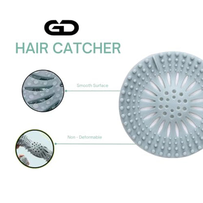 Shower Drain Hair Catcher 4 Pack – Silicone Bathtub Drain Cover, Hair Catcher for Shower Drain, Anti-Clog Drain Protector for Bathroom Tub, Kitchen Sink & Laundry, Flexible Reusable Drain Strainer