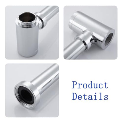 Bathroom Sink P-Trap Solid Brass 1-1/4 Bottle Trap Sink Drain Tube for Kit,Chrome,SW-83888C-L. - color: T03-chrome