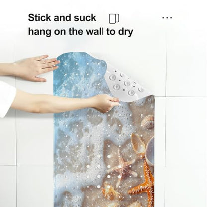 LNOND Summer Beach Bathtub Mat Non Slip, 40 X 16 Inch Tub Mat for Bathroom, Colorful Beach Shells Bath Tub Shower Mat with Drain Holes and Suction Cups - color: Colorful Beach Shells Bathtub Mat