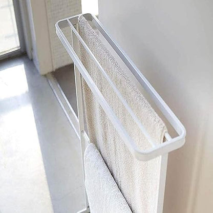 Freestanding Towel Rack with 5 Rails for Small Bathrooms Kitchens and Hotels-White-63x18x76cm - color: White