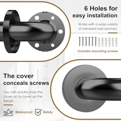 Grab Bar Bundle Black for Commercial Residential Restrooms - ADA Compliance - 304 Stainless Steel -1.5" Diameter - 18", 36", 42" - Pack of 3 - color: Black