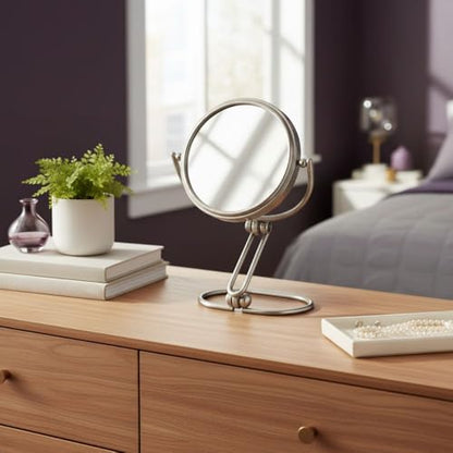 JERDON Compact Magnifying Mirror - Folding 3" Travel Mirror with 15X & 1X Magnification - Model MC315N | Folding Compact for Travel, 1X Reverse Side, 7" Open Height - size: 1"L x 3"W