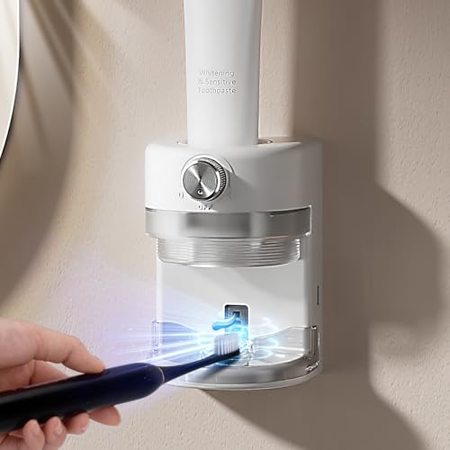 Automatic Toothpaste Dispenser, Wall Mounted Electric Toothpaste Dispenser for Kids and Adults,Toothpaste Squeezer with Adjustable Toothpaste Dispensing Volume for Bathroom - color: White