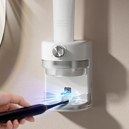 Automatic Toothpaste Dispenser, Wall Mounted Electric Toothpaste Dispenser for Kids and Adults,Toothpaste Squeezer with Adjustable Toothpaste Dispensing Volume for Bathroom - color: White