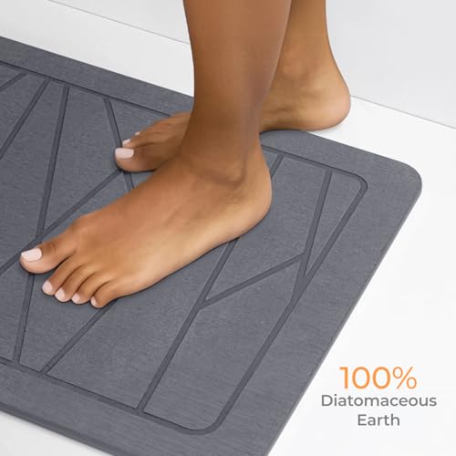 Grey Bath Mat - Stone Mat Bathroom - Shower Floor Mat Non Slip - Diatomaceous Earth Mat - Alfombra De Piedra para Baño (Gray) - color: Grey